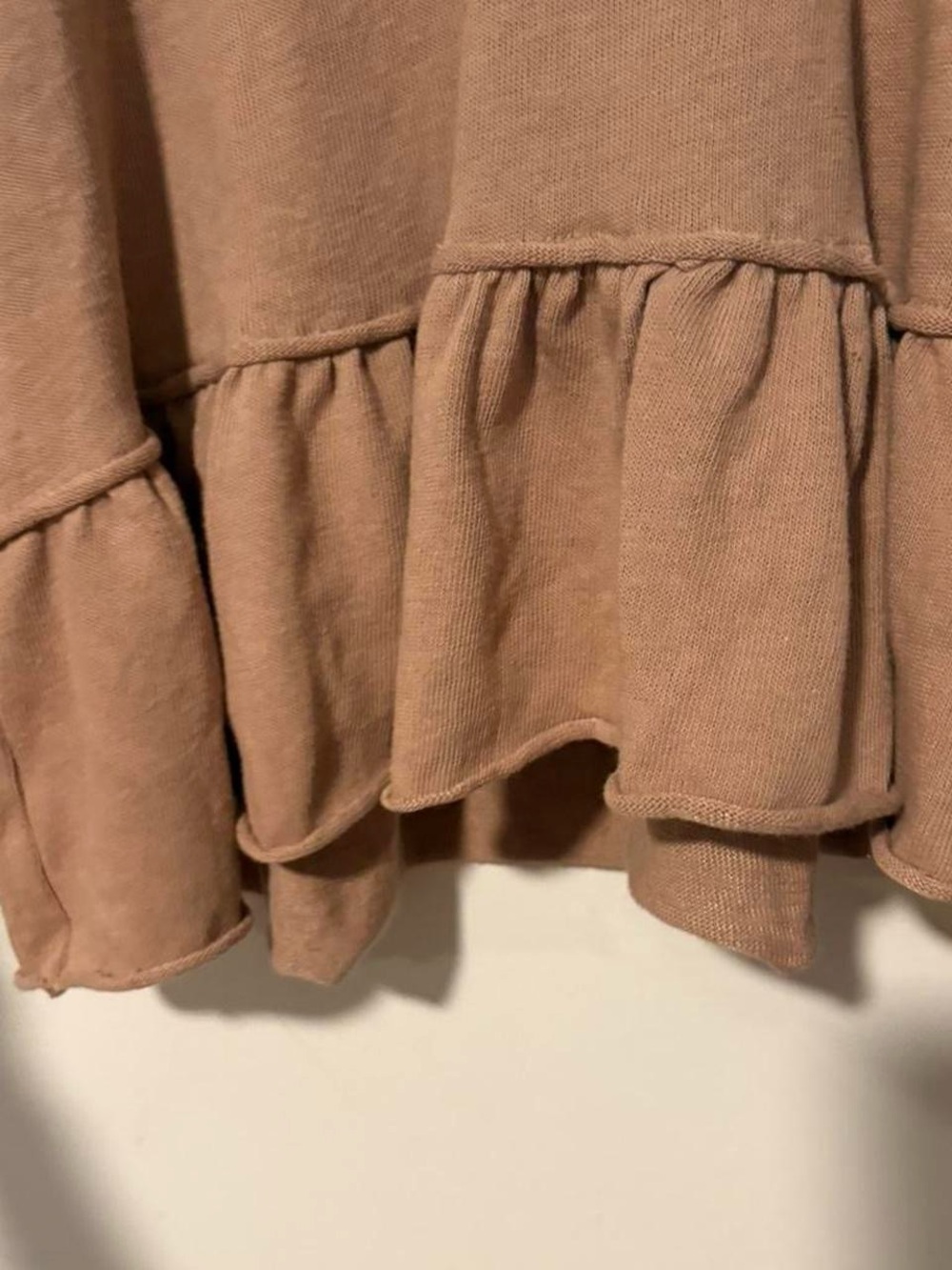 Altar'd State brown ruffle cotton comfy top sweatshirt material in size M - Picture 2 of 7